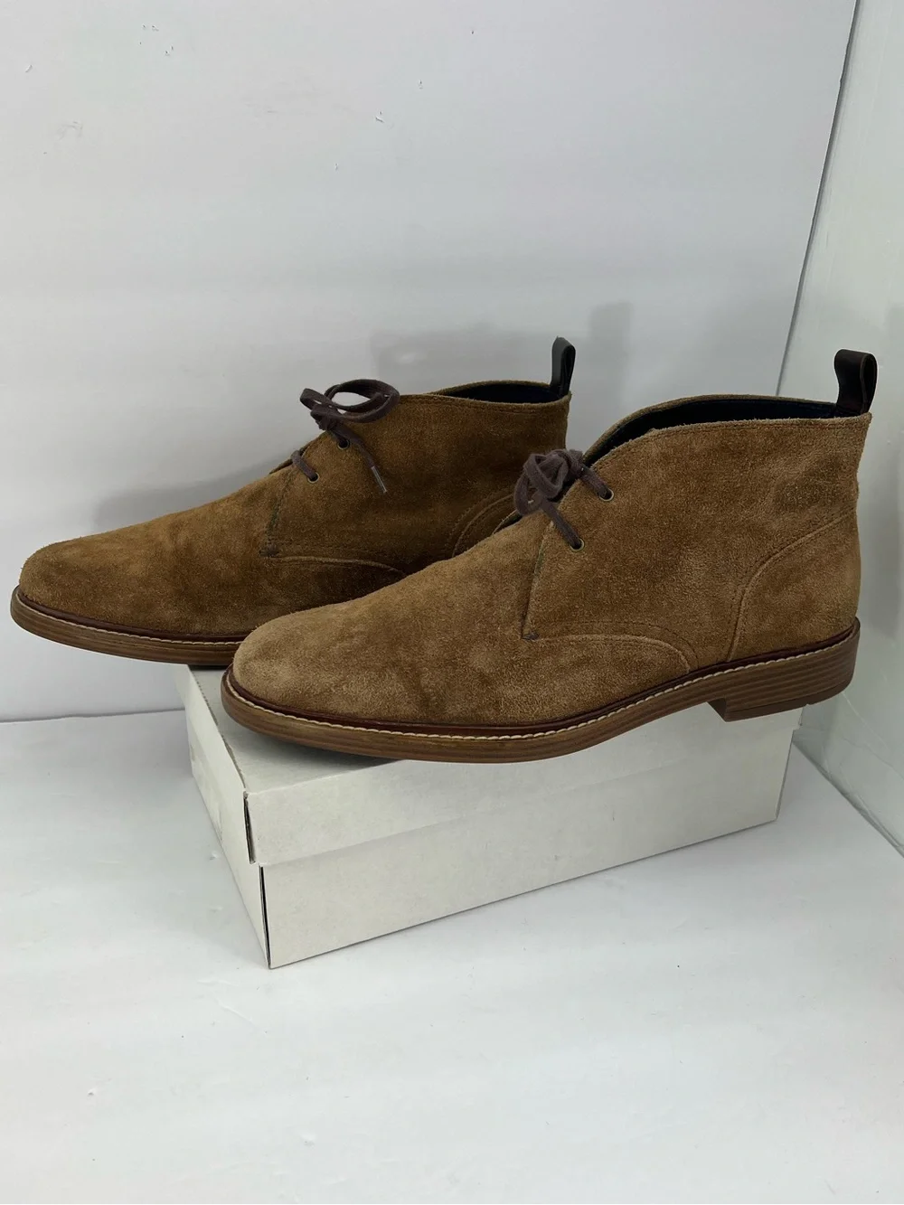 COLE HAAN ADAMS GRAND SUEDE CHUKKA BOOTS, CAMEL COLOR, SIZE 11M